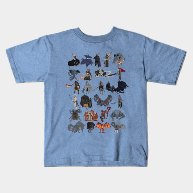 Dark Souls 3 - All bosses (complete edition) Kids T-Shirt by DigitalCleo